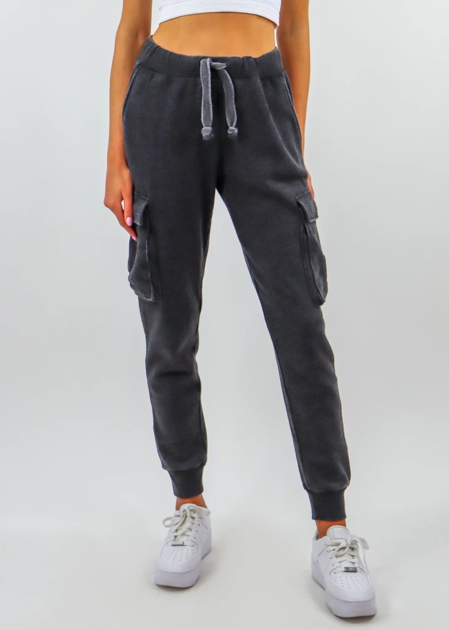 Edits * | Vintage Havana Take It Easy Joggers Charcoal Grey Bottoms