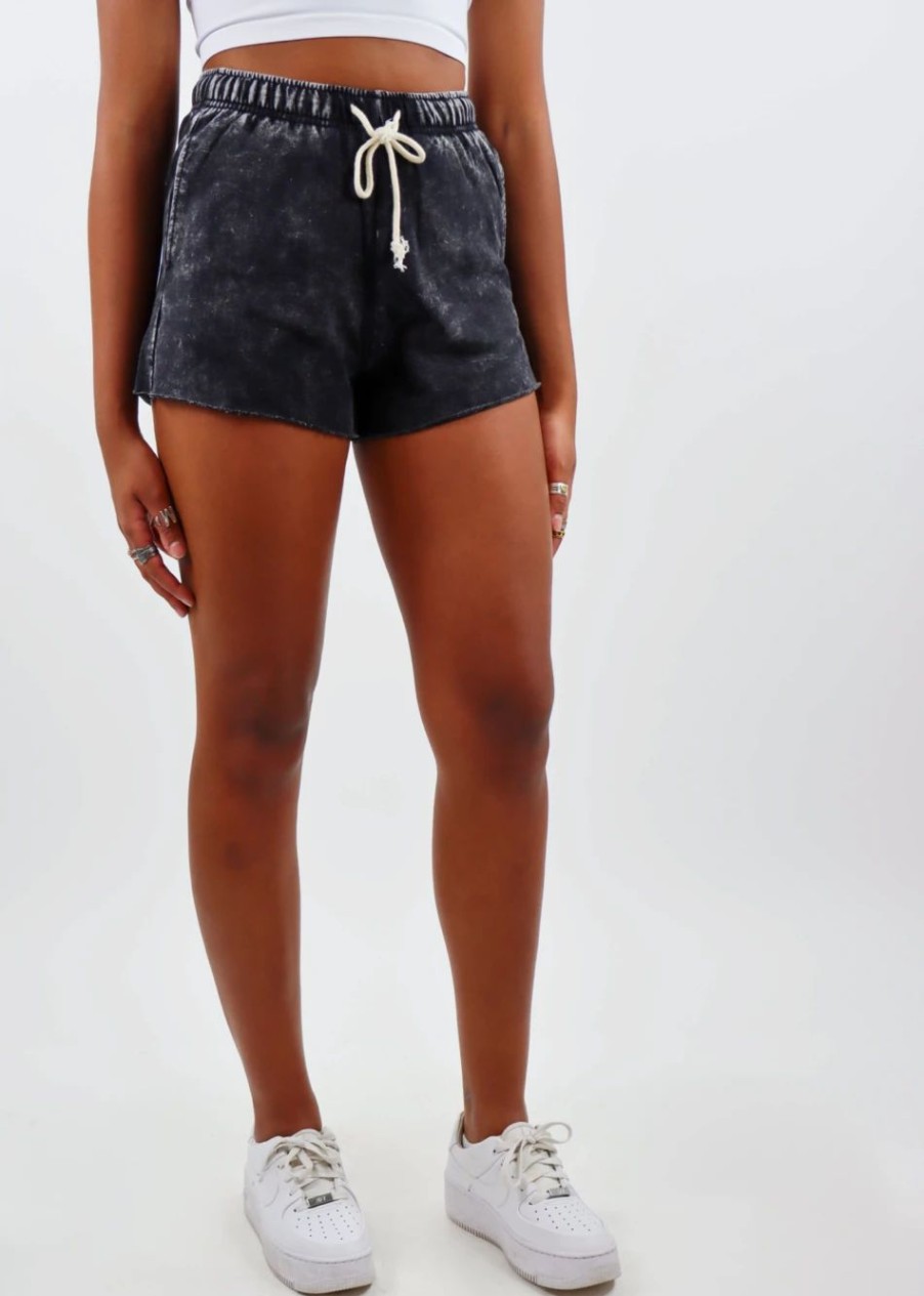 Bottoms * | Hyfve Electricity Shorts Black Acid Wash Bottoms