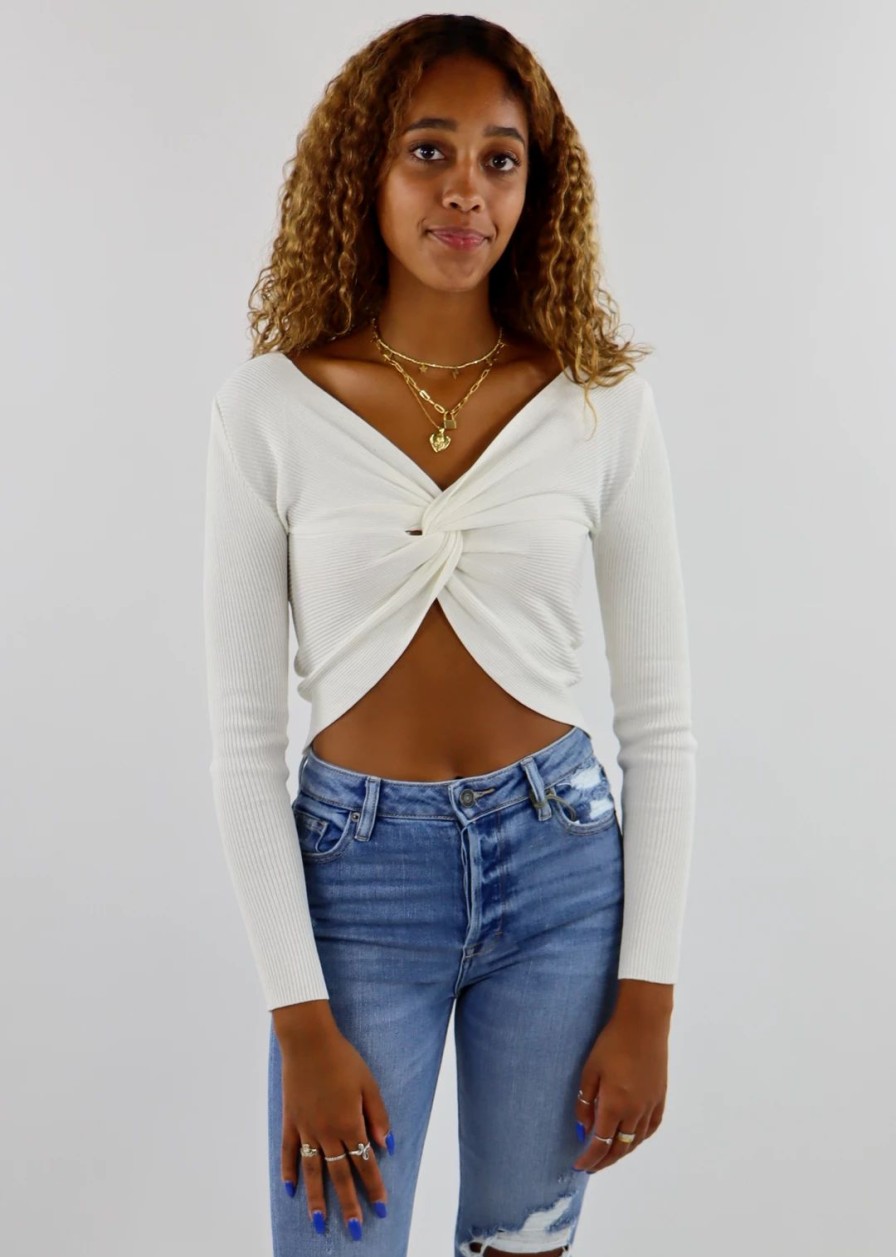 Tops * | Et Clet Twisted Fantasy Long Sleeve Top White