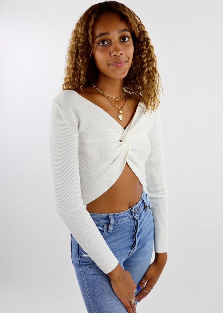 Tops * | Et Clet Twisted Fantasy Long Sleeve Top White