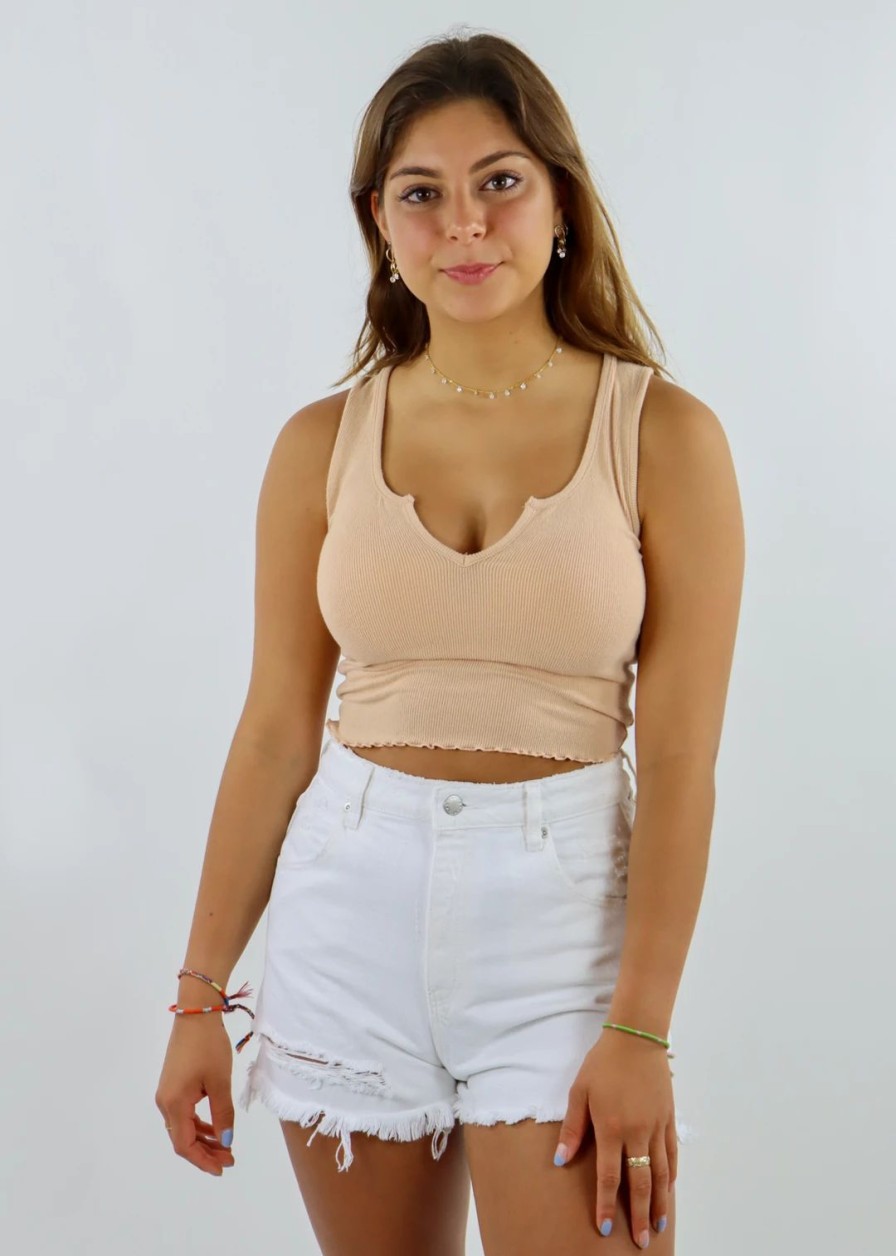 Tops * | Nia Morning Breeze Tank Tan Tops