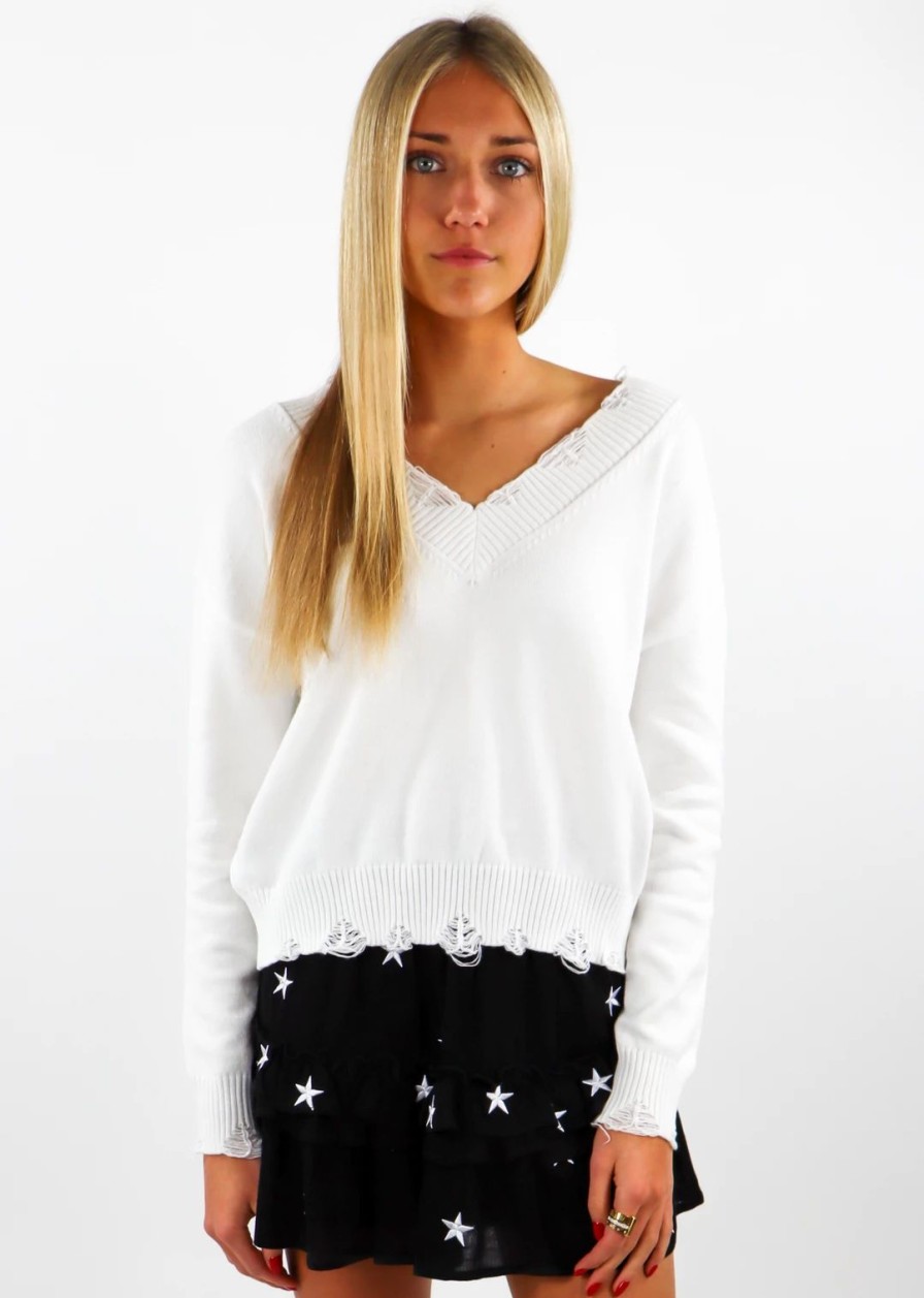 Tops * | Rock N Rags The Sweet Life Sweater White Best Sellers