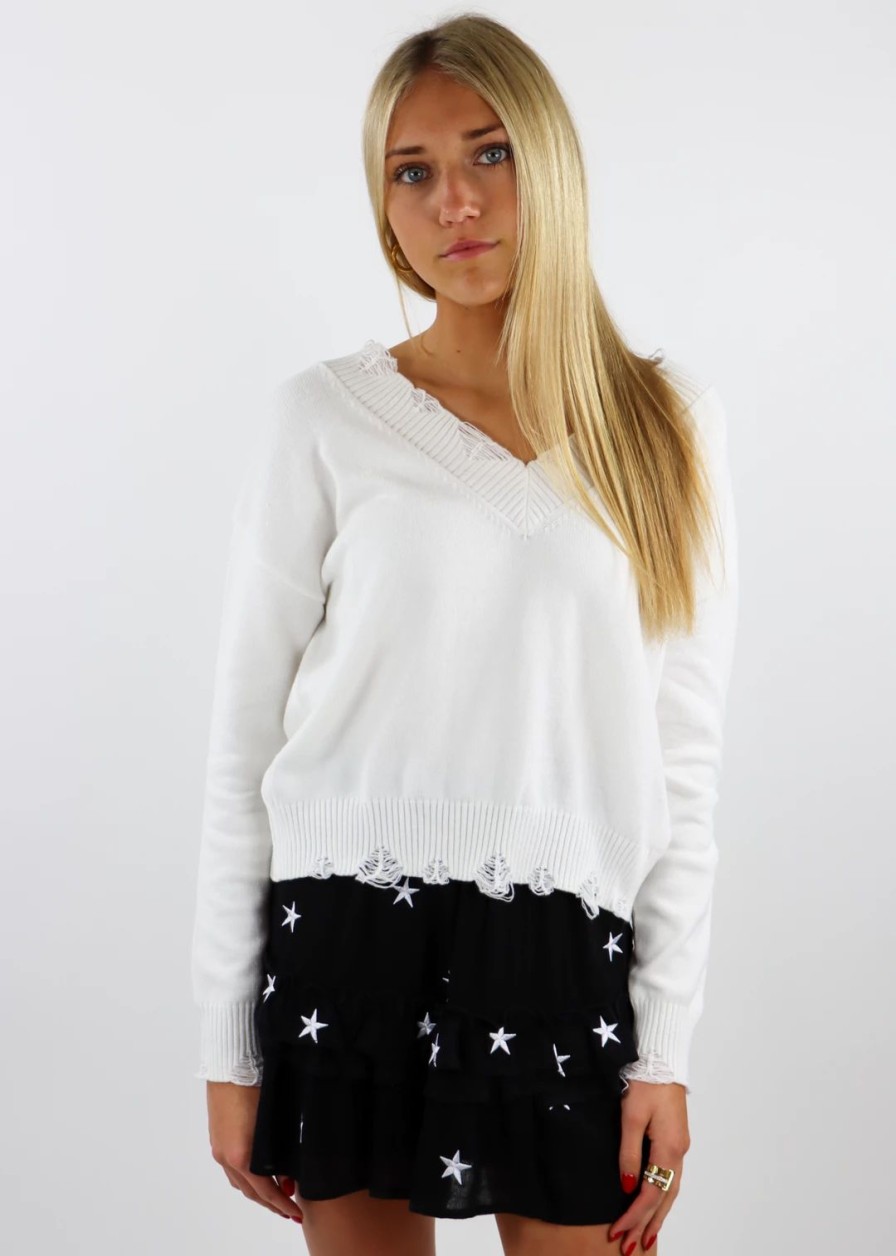 Tops * | Rock N Rags The Sweet Life Sweater White Best Sellers