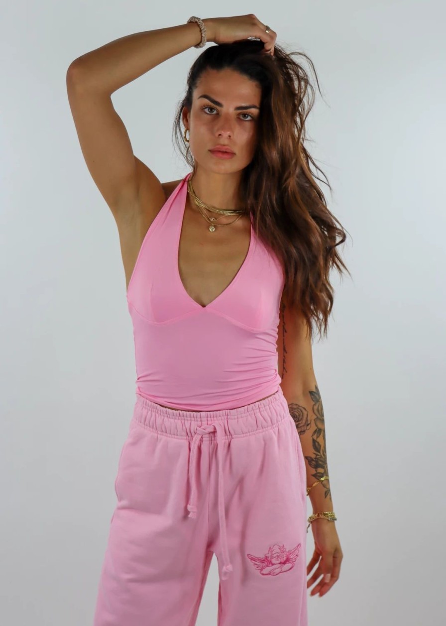 Tops * | Stevenella Tops Don'T Go Yet Halter Top Pink