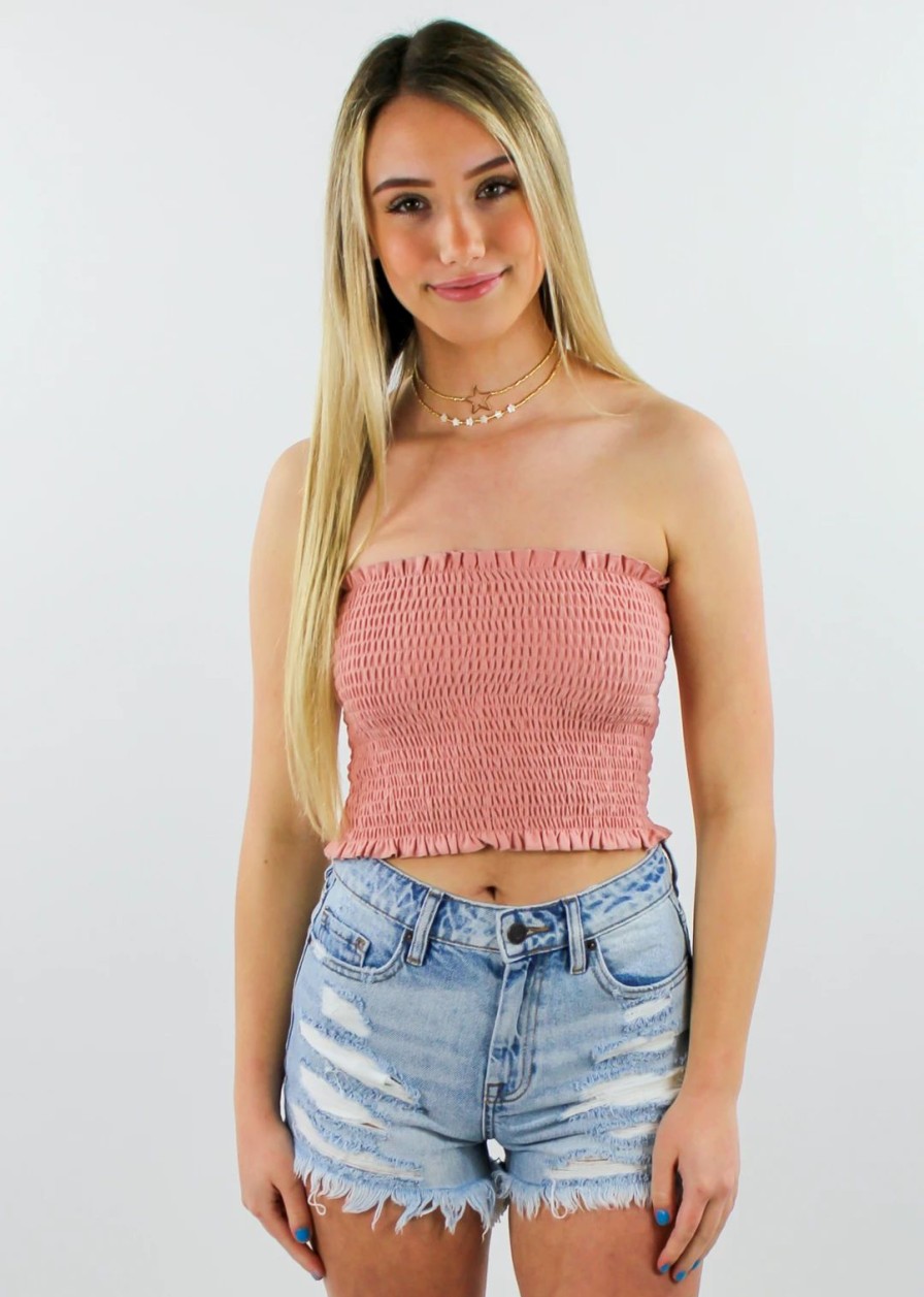 Tops * | Hyfve Blinding Lights Tube Top Rose