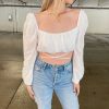 Tops * | Cotton Candy Seaside Long Sleeve Top White