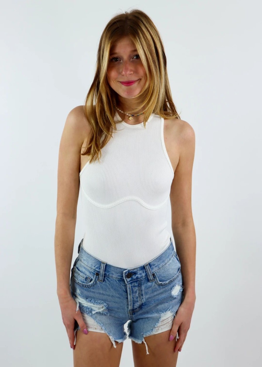 Tops * | Hyfve Need Me Bodysuit White Newness