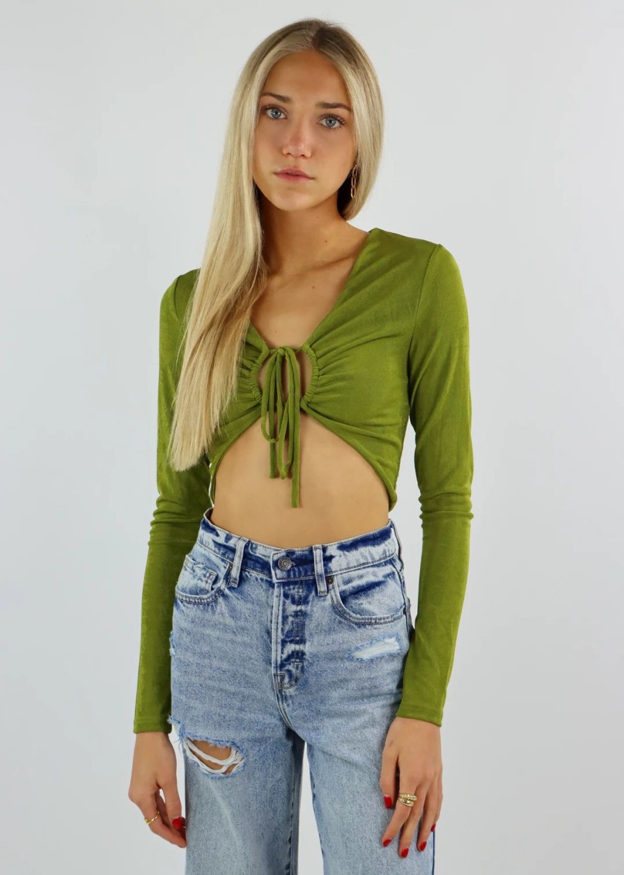 Tops * | Pepper Mayo Trust Me Long Sleeve Top Green Tops