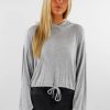 Tops * | Cotton Candy Tops Yummy Cropped Drawstring Hoodie Heather Grey