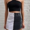 Edits * | Rock N Rags Bottoms Half And Half Denim Skirt Black And White