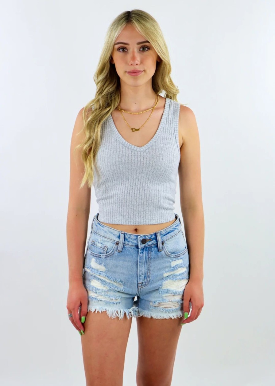 Tops * | Hyfve Tops Kiss You Tank Heather Grey