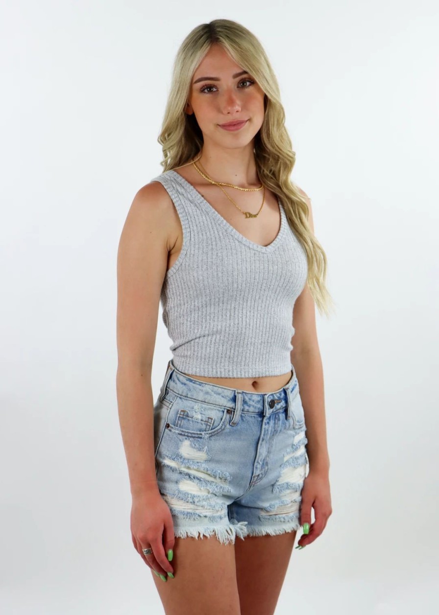 Tops * | Hyfve Tops Kiss You Tank Heather Grey