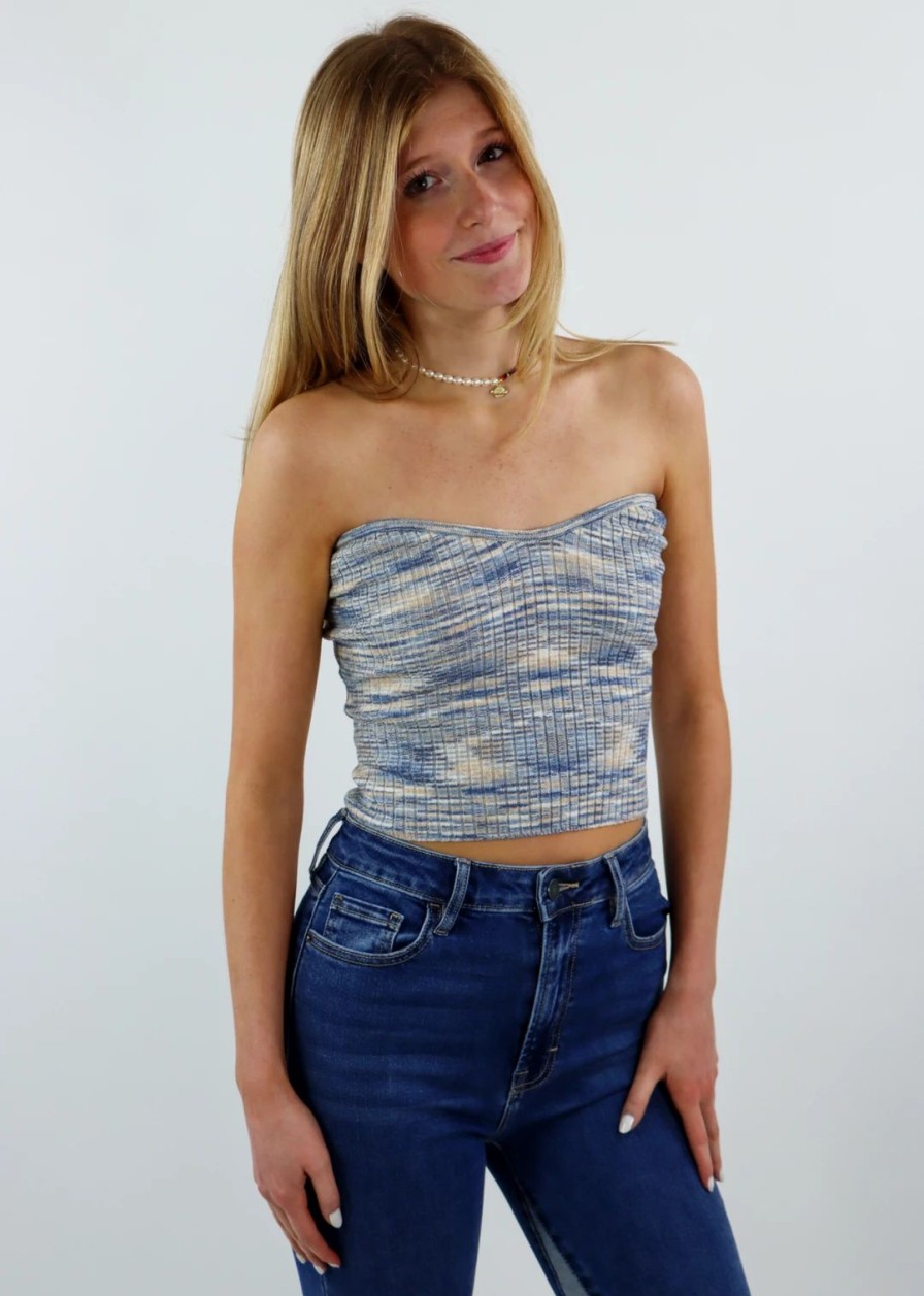 Tops * | Et Clet Heart On Ice Tube Top Blue & Orange