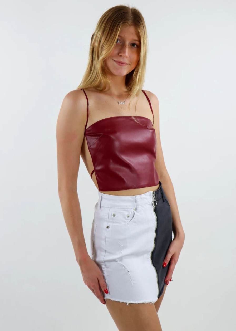 Tops * | Sky To Moon With Your Love Tube Top Burgundy Tops