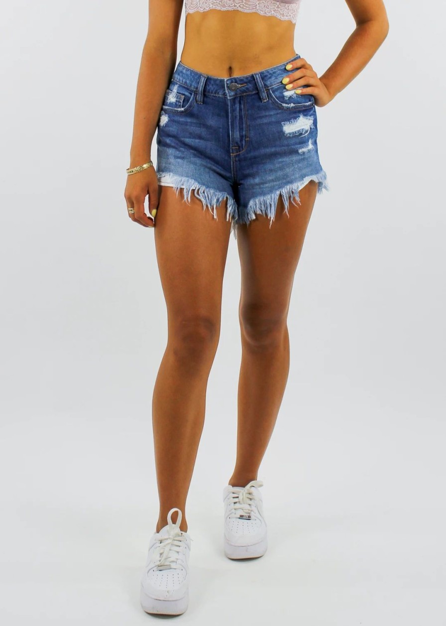 Newness * | Hidden Jeans Newness Baby I Love You Jean Shorts Dark Wash