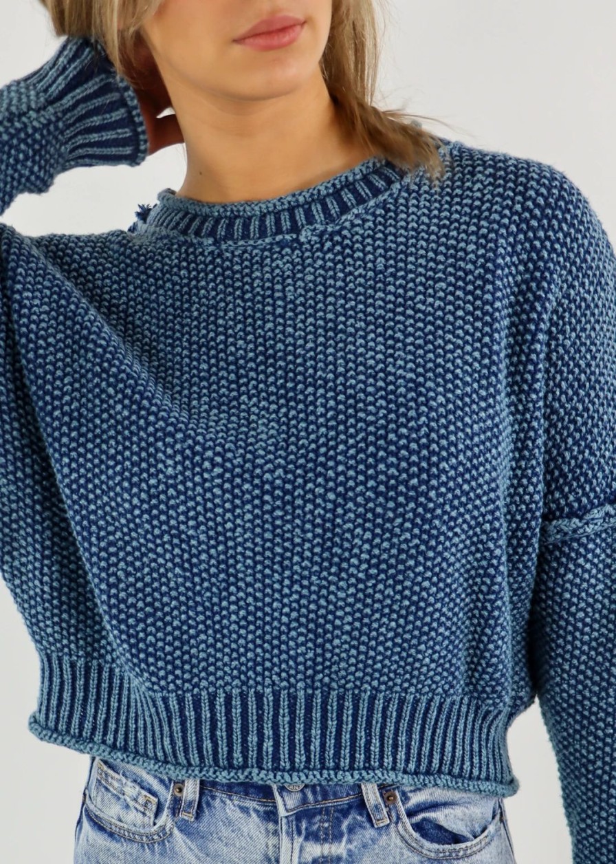 Tops * | Vintage Havana Tops State Of Grace Sweater Heather Navy