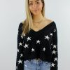 Tops * | Rock N Rags The Sweet Life Sweater Black With White Stars