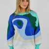 Tops * | Pretty Garbage Tops Blue World Sweater Multi Color