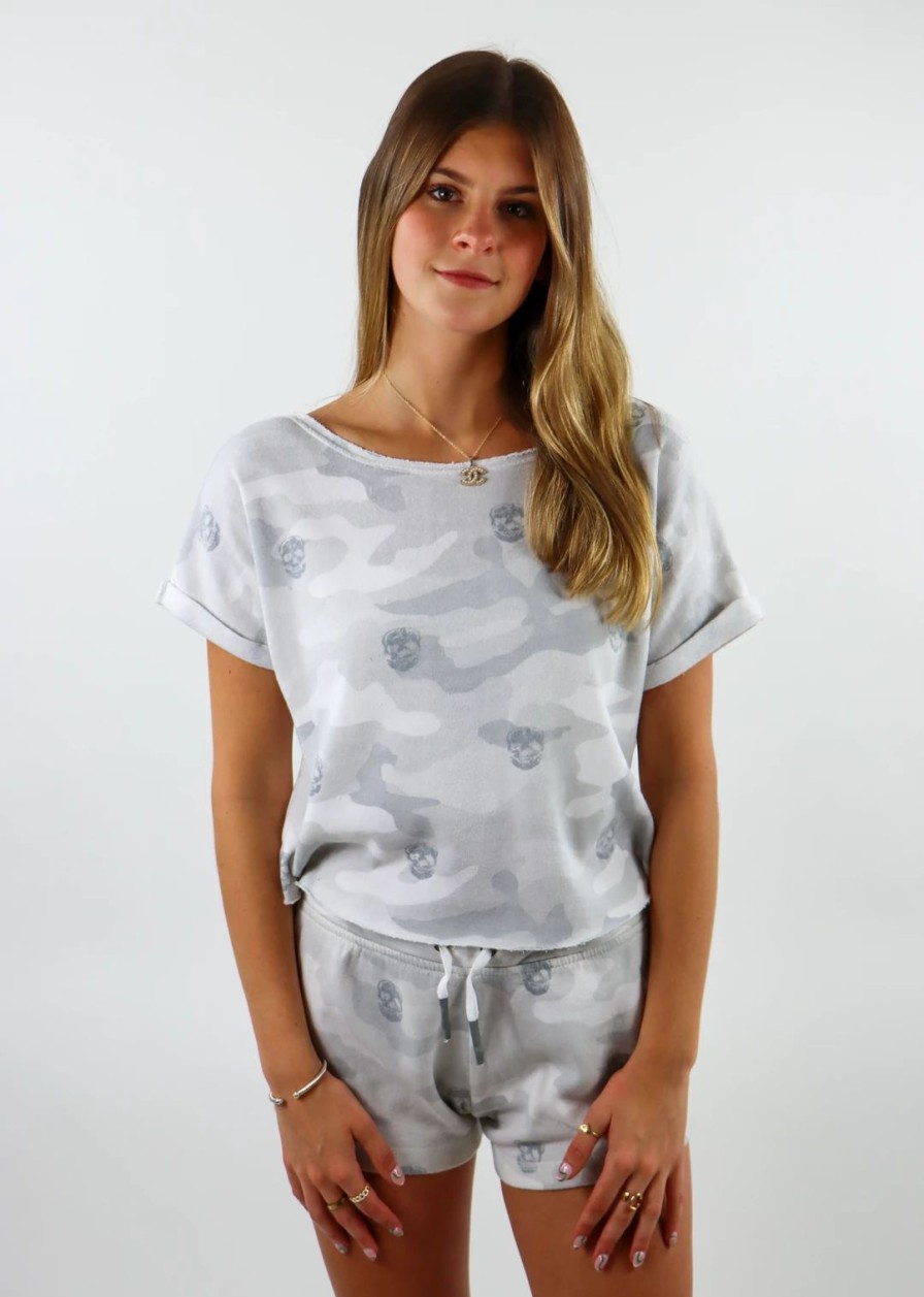 Tops * | Vintage Havana Hearts On Fire Short Sleeve Cloud Grey Camo