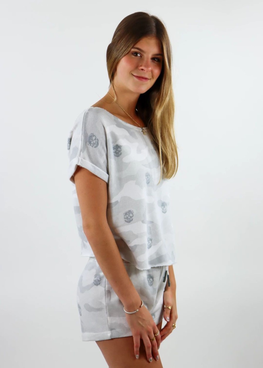 Tops * | Vintage Havana Hearts On Fire Short Sleeve Cloud Grey Camo