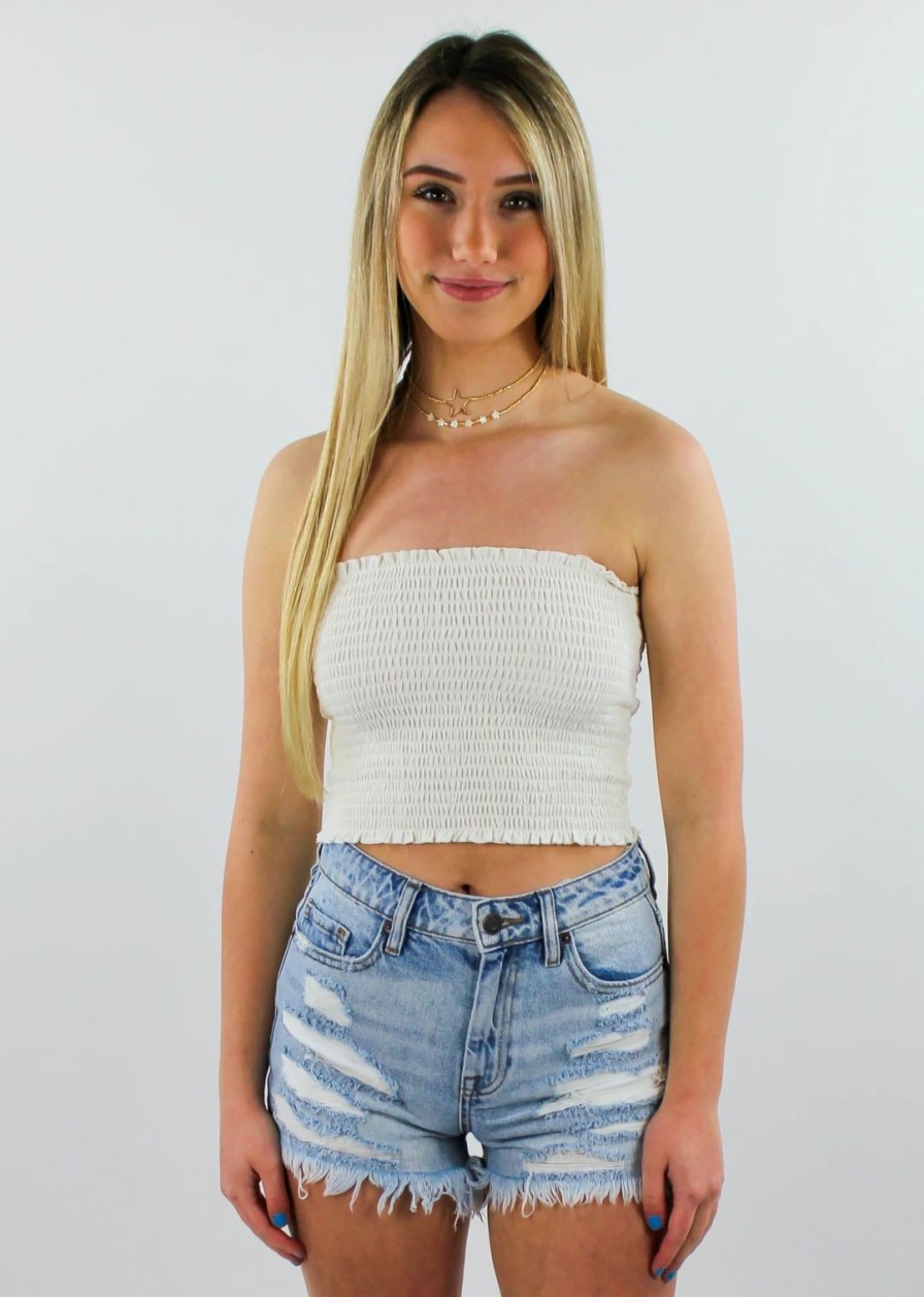 Tops * | Hyfve Tops Blinding Lights Tube Top White