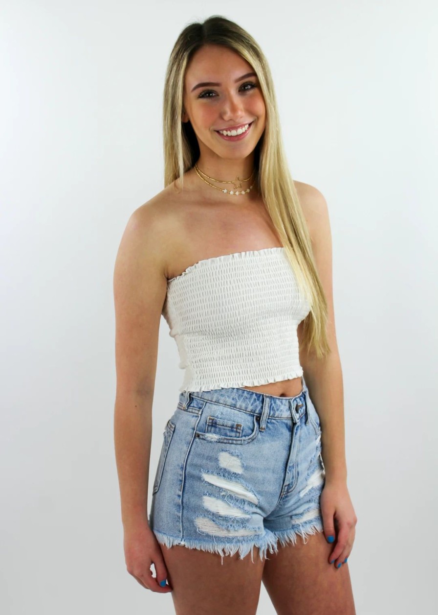 Tops * | Hyfve Tops Blinding Lights Tube Top White