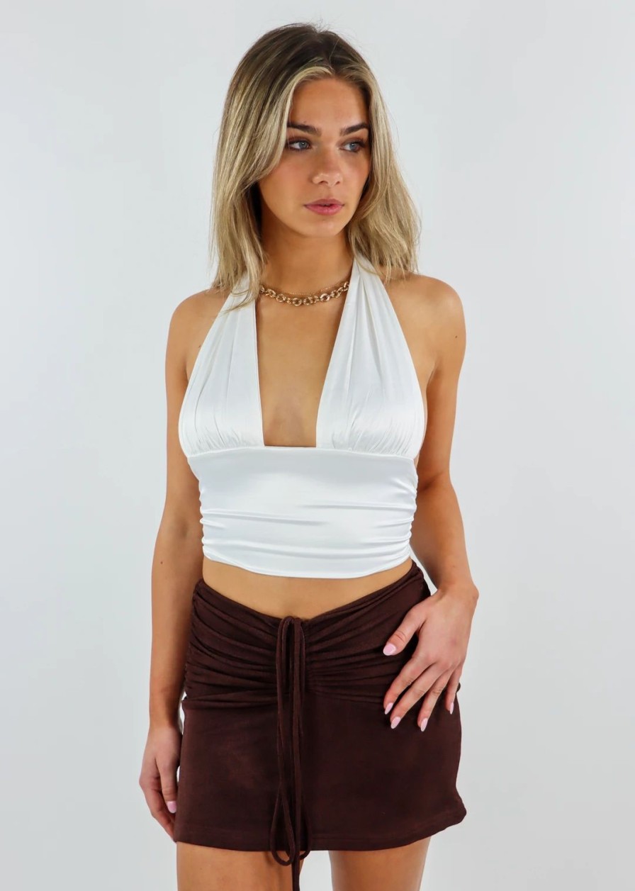 Tops * | Tic Toc Take Me Dancing Halter Top White Tops