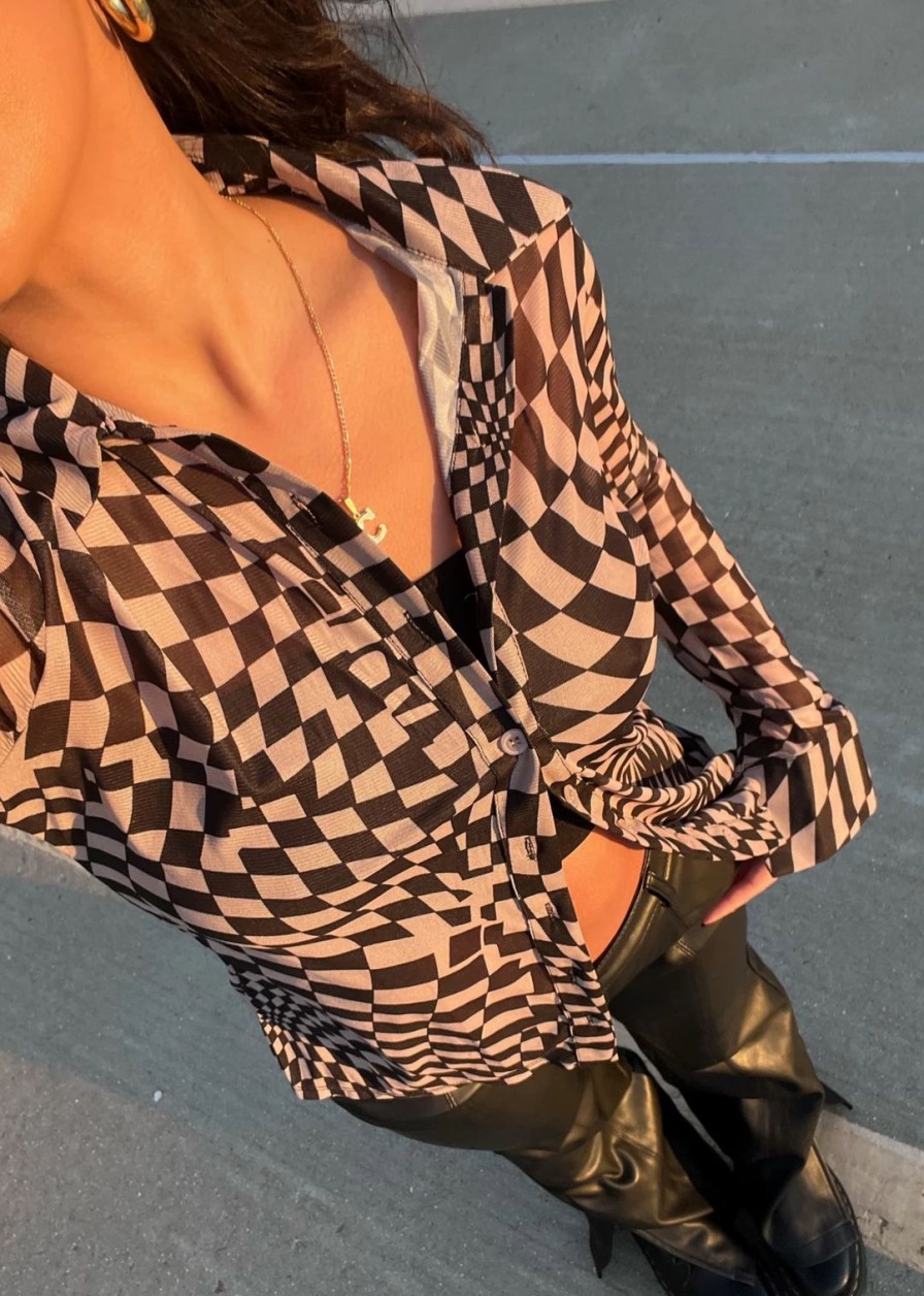 Tops * | Nia Tops Been Like This Top Black & Tan Checkered