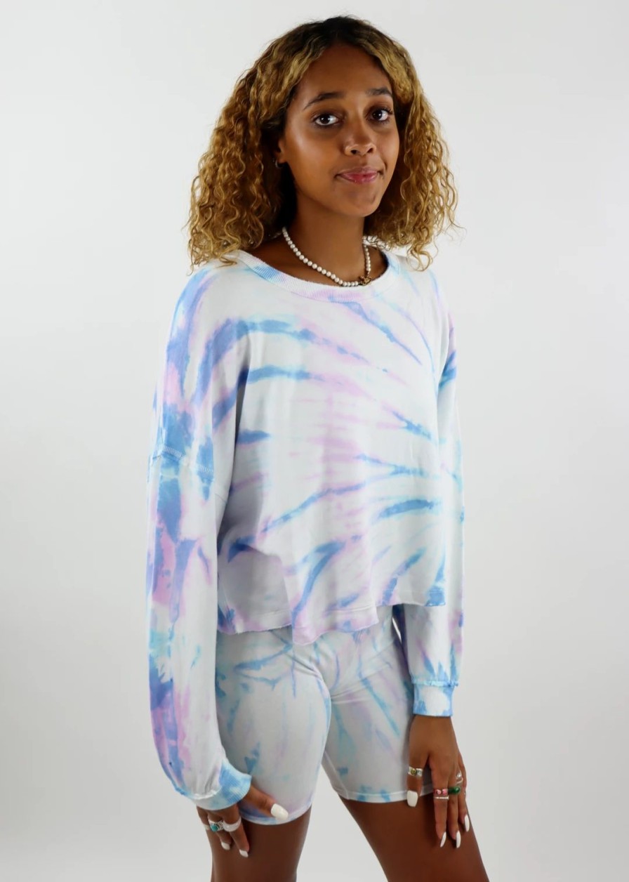 Tops * | Vintage Havana Wave Of You Crewneck Cotton Candy Tie-Dye