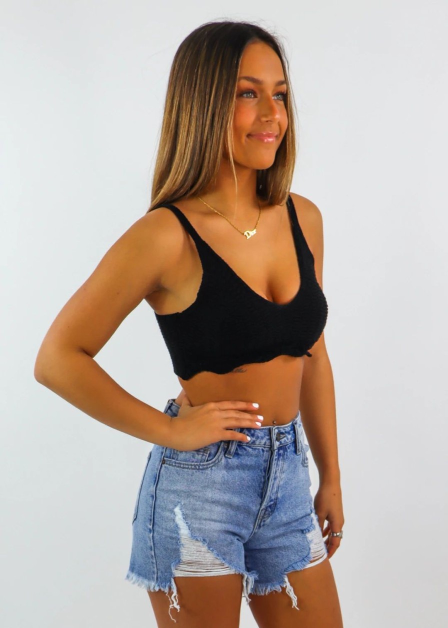 Tops * | Rock N Rags Memories Crochet Tank Black Newness