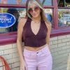 Tops * | Pepper Mayo Lasting Lovers Collar Halter Top Brown Tops