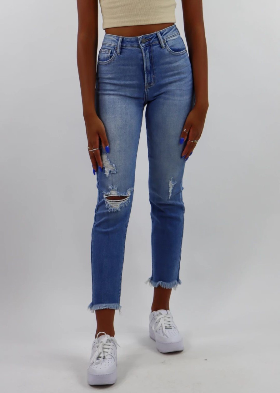 Bottoms * | Hidden Jeans Bottoms Straight Shooter Jeans Medium Wash Denim