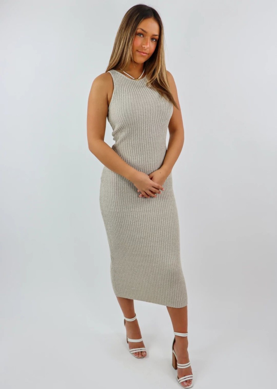 Edits * | Emory Park Got It On Me Midi Dress Taupe Newness