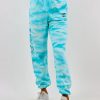 Bottoms * | Bysamiiryan By Samii Ryan Smiley Embroidery Joggers Blue Tie Dye Bottoms