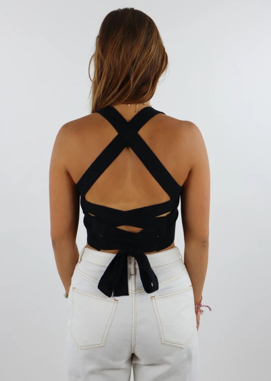 Tops * | Le Lis Tops Back To You Tank Black