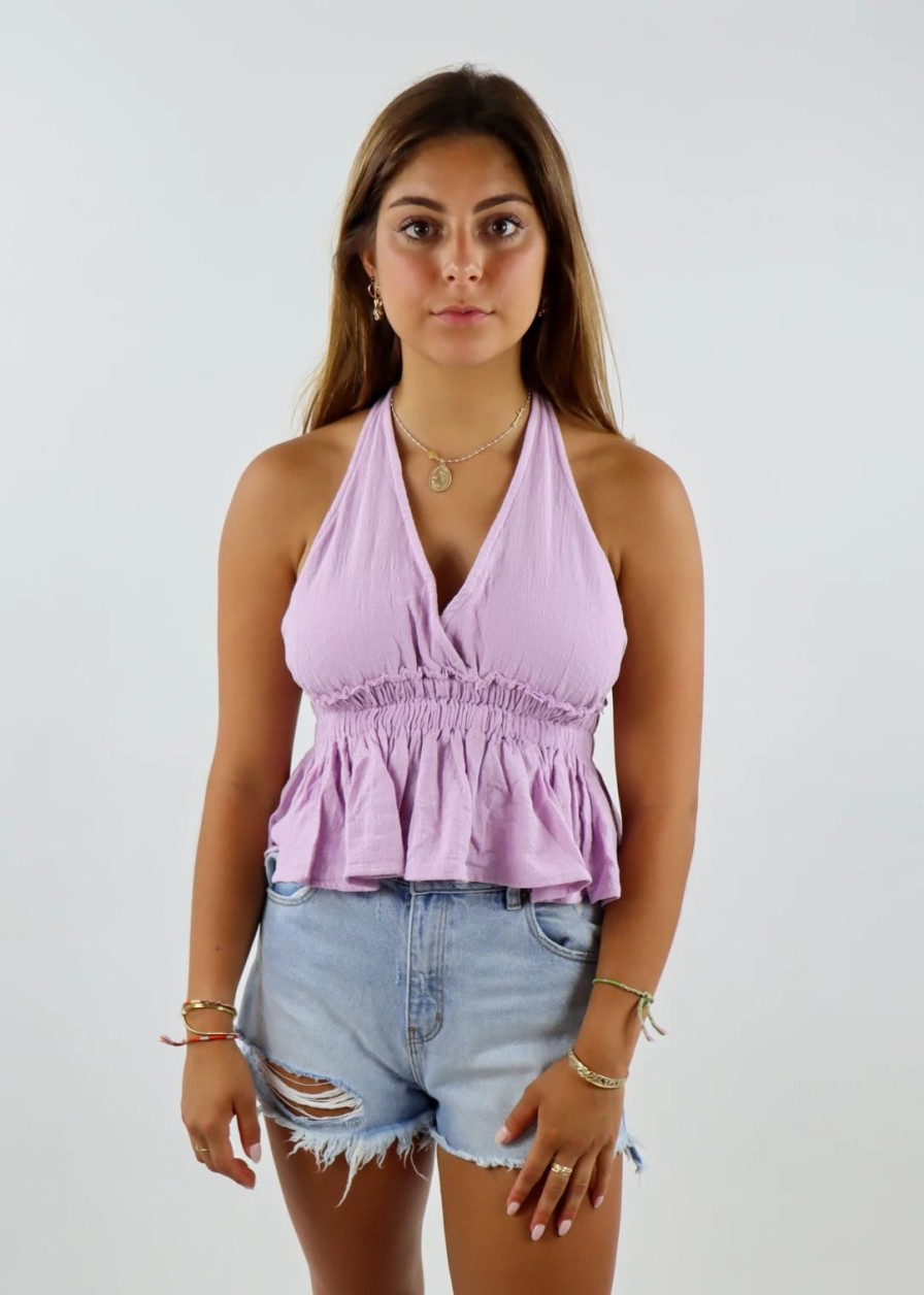 Tops * | Vintage Havana Tops It'S Our Time Halter Top Lavender