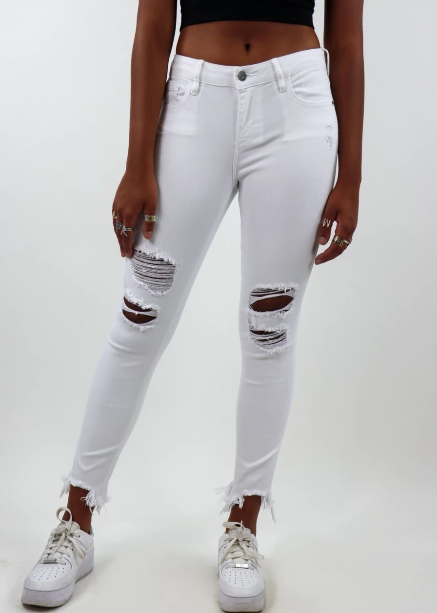 Newness * | Hidden Jeans Newness White Noise Skinny Jeans White Denim