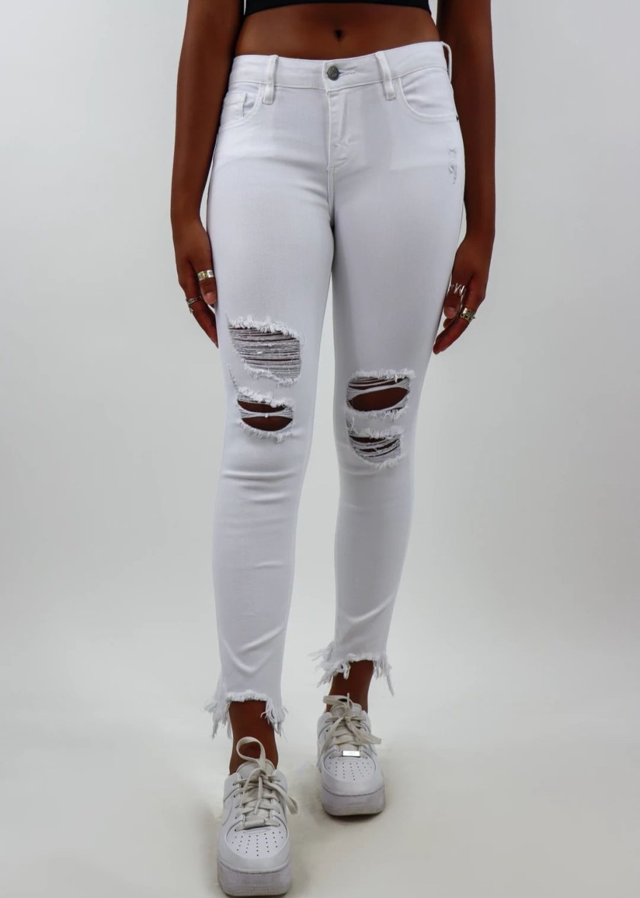 Newness * | Hidden Jeans Newness White Noise Skinny Jeans White Denim