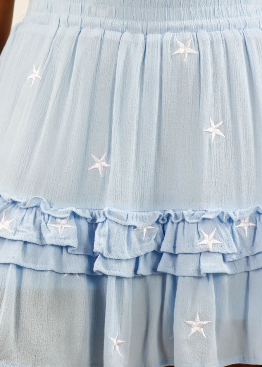 Bottoms * | Rock N Rags Dancing In The Moonlight Skirt Blue With White Stars