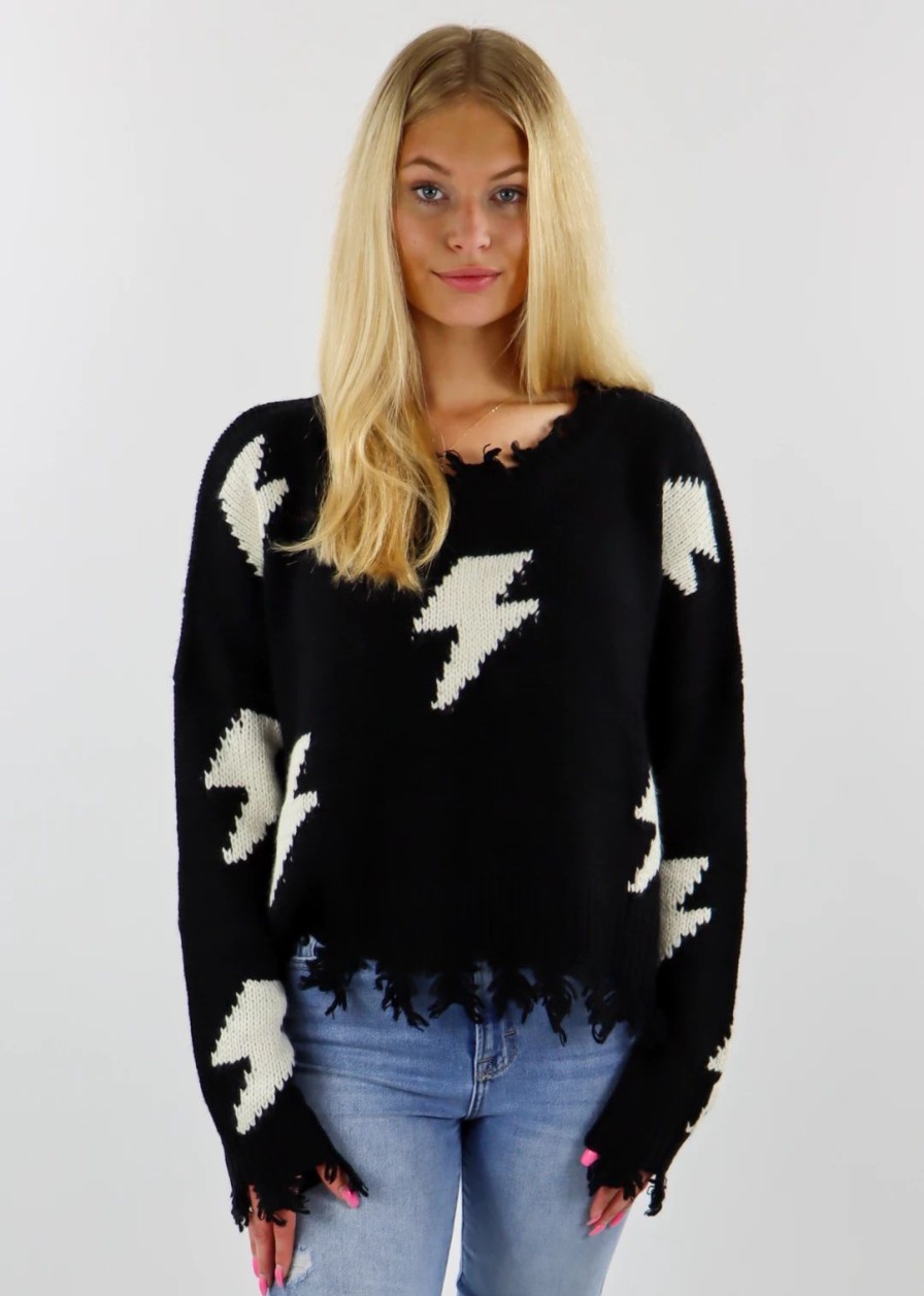 Tops * | Storia Tops Thunderstruck Sweater Black