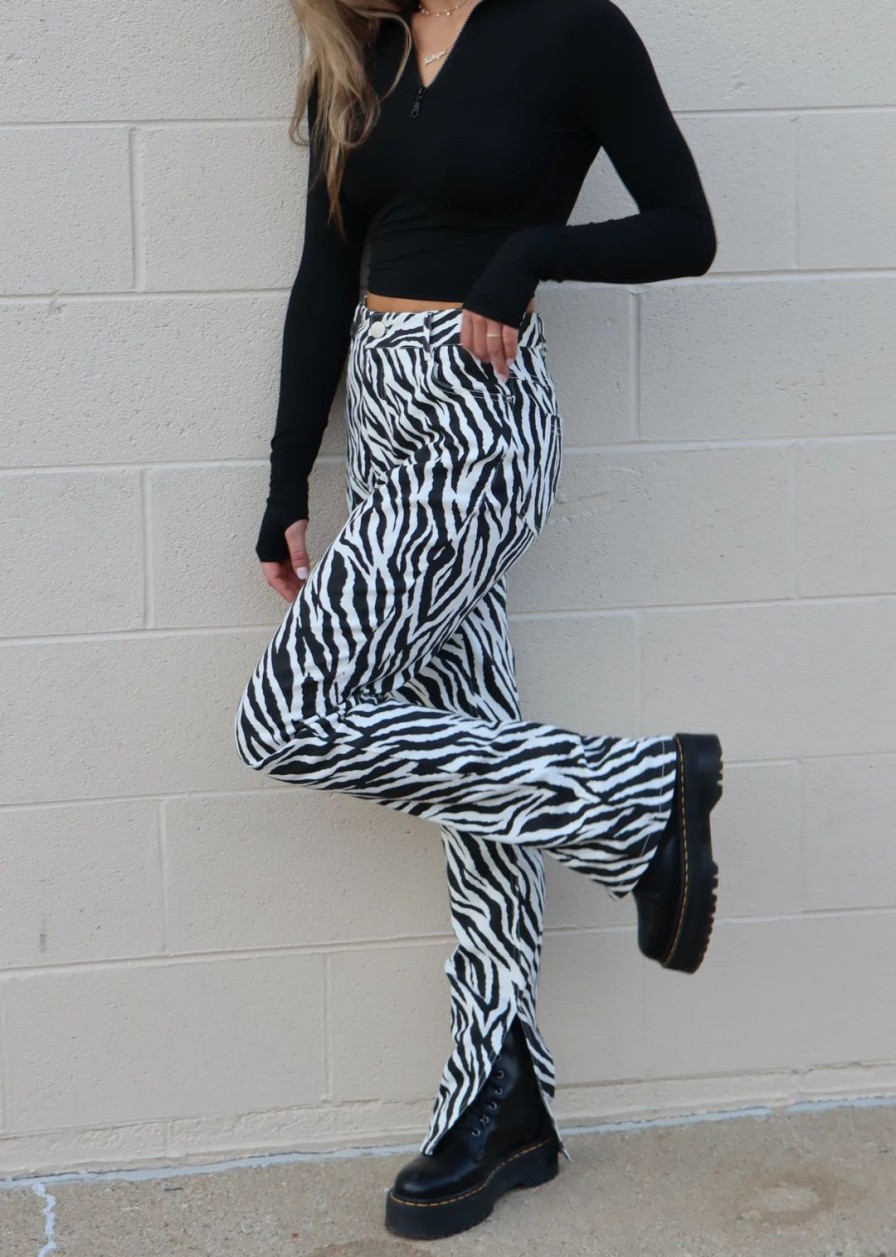 Edits * | Emory Park Imprint Jeans Zebra Bottoms