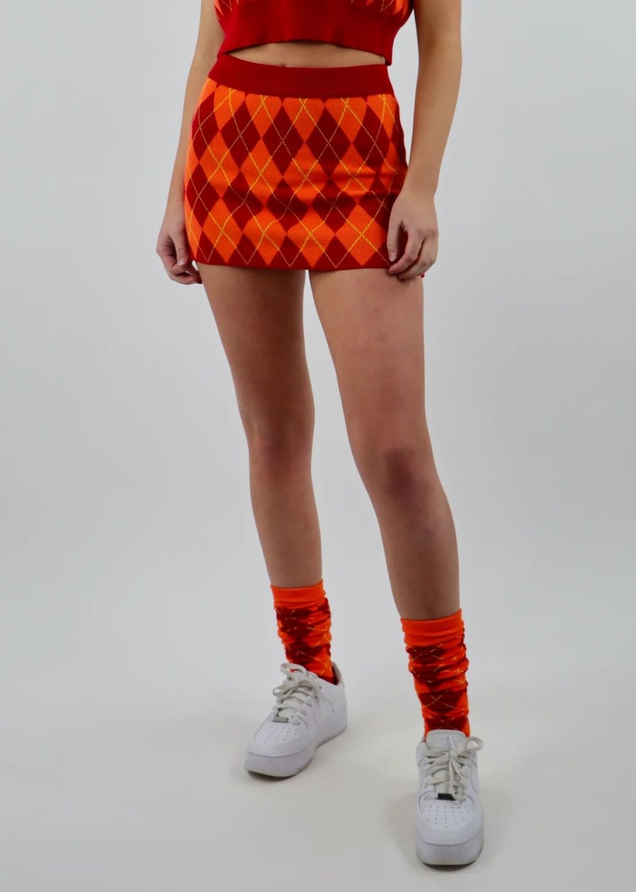 Bottoms * | Nii Hai Bottoms Harajuku Girl Skirt Red And Orange