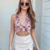 Tops * | Cotton Candy Tops Just Another Girl Crop Top Pink Floral