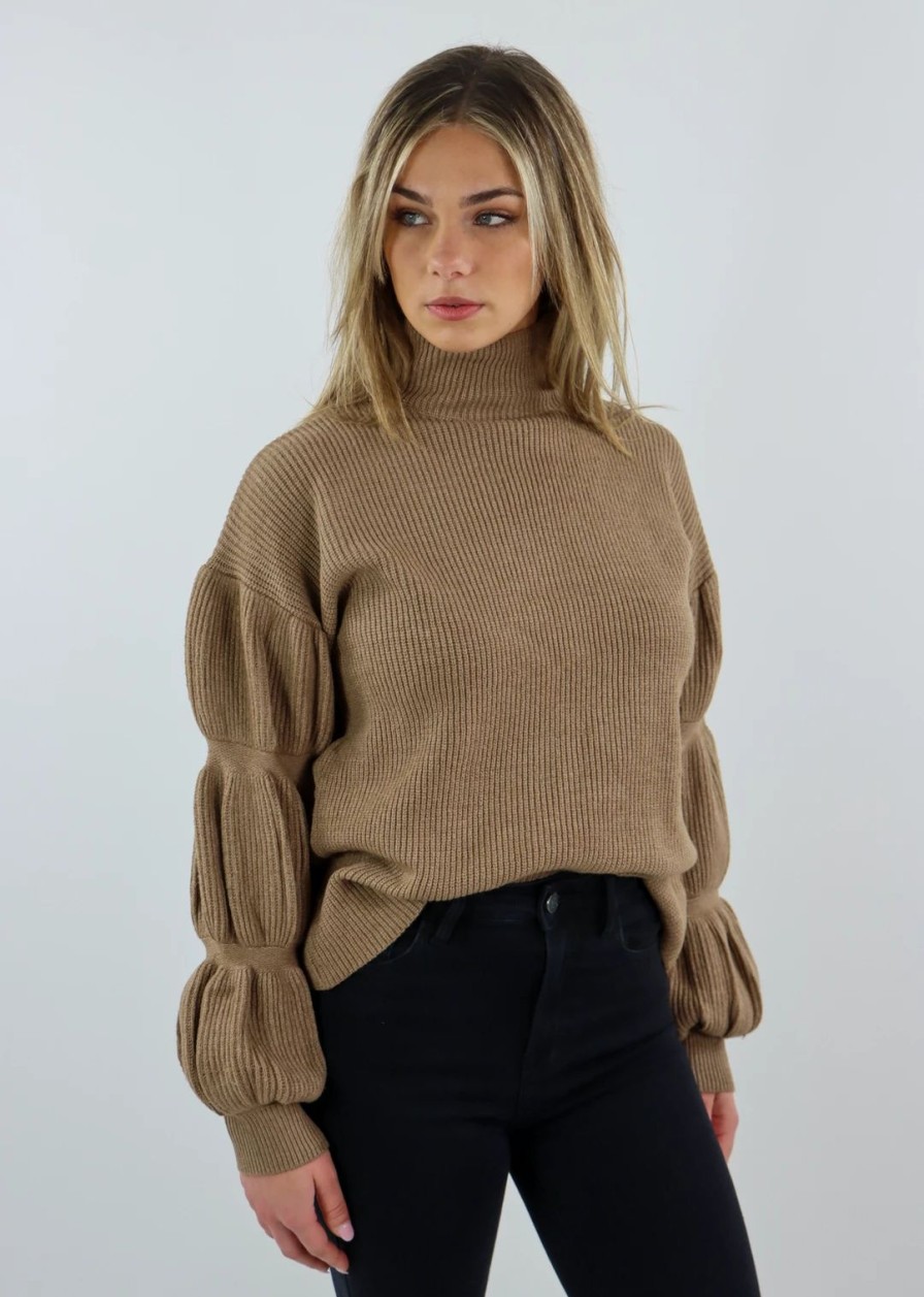 Tops * | Hem & Thread Won'T Stop Sweater Mocha