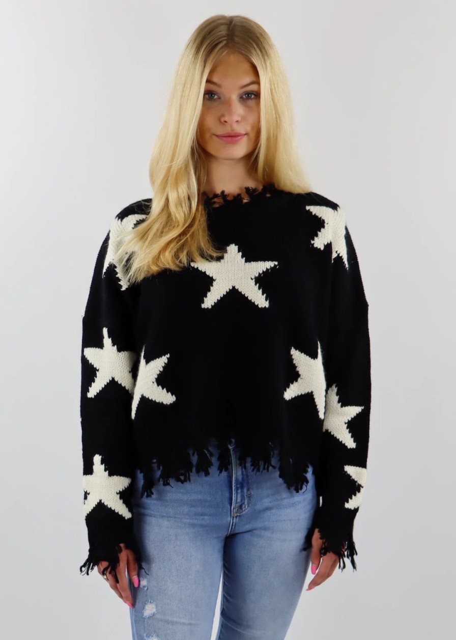 Tops * | Rock N Rags Starstruck Sweater Black Tops