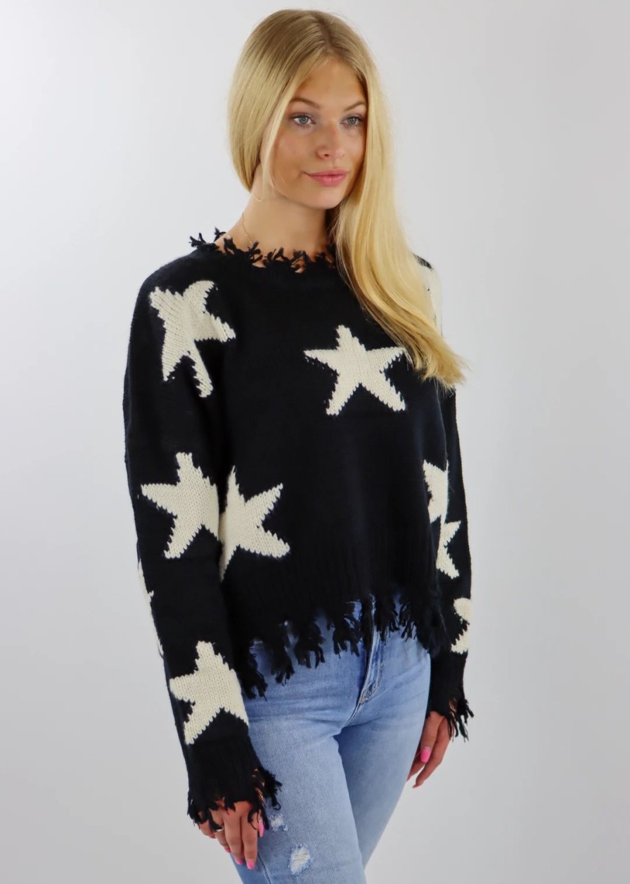 Tops * | Rock N Rags Starstruck Sweater Black Tops