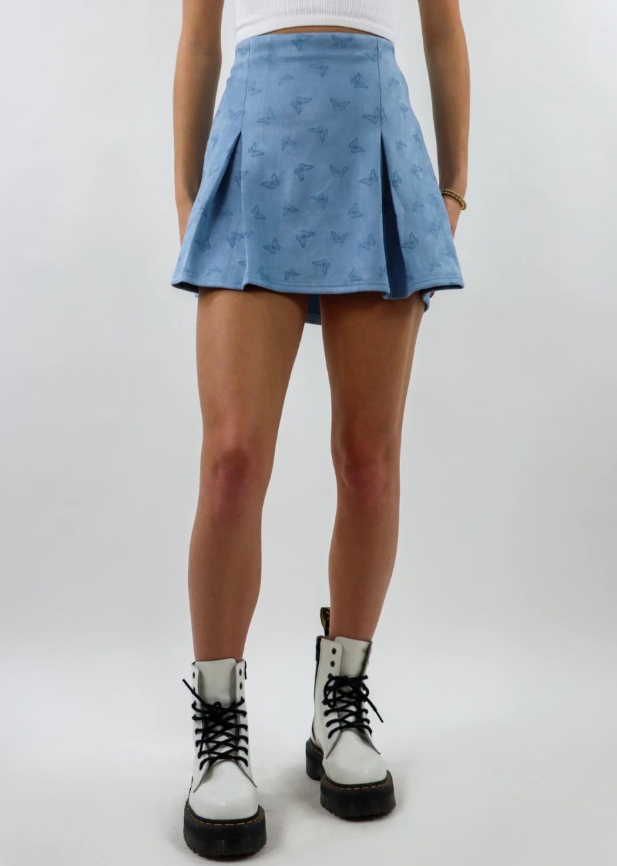 Bottoms * | Le Lis Bottoms Butterfly Doors Skirt Baby Blue