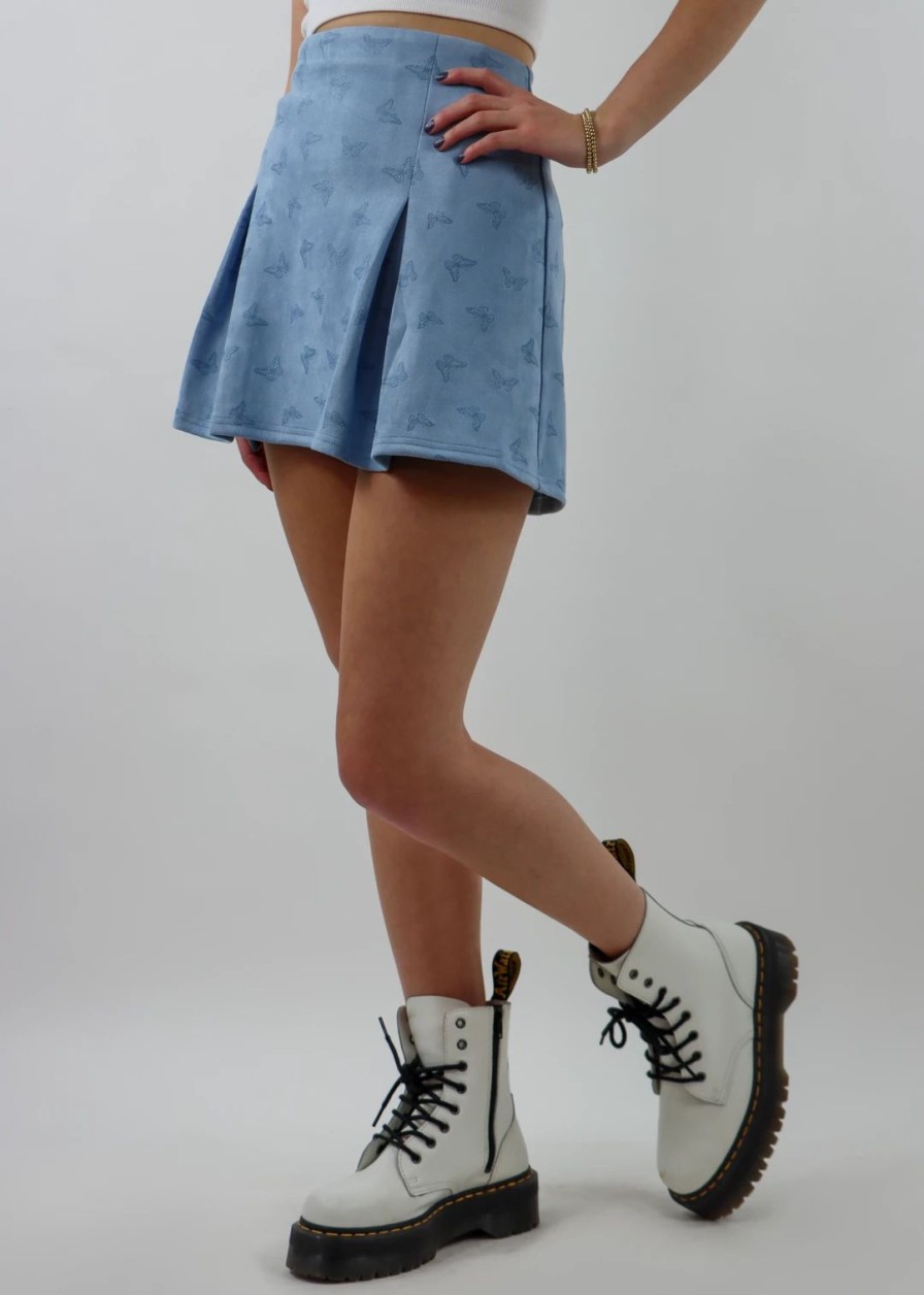 Bottoms * | Le Lis Bottoms Butterfly Doors Skirt Baby Blue