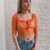 Tops * | Dance & Marvel Sheer Love Mesh Top Orange Tops