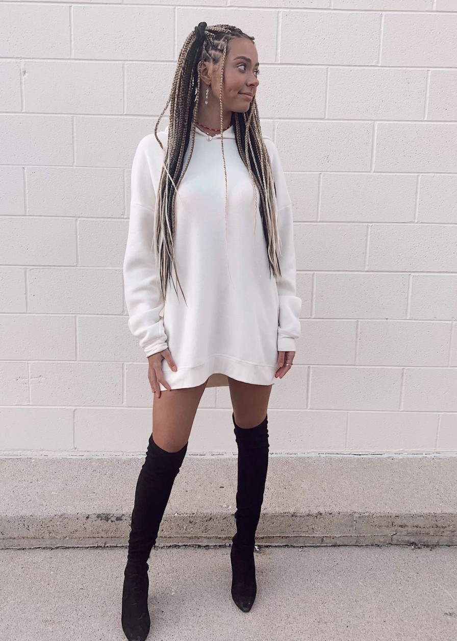 Tops * | Project Social T Sweaters & Sweatshirts Ariana Hoodie Dress Cream